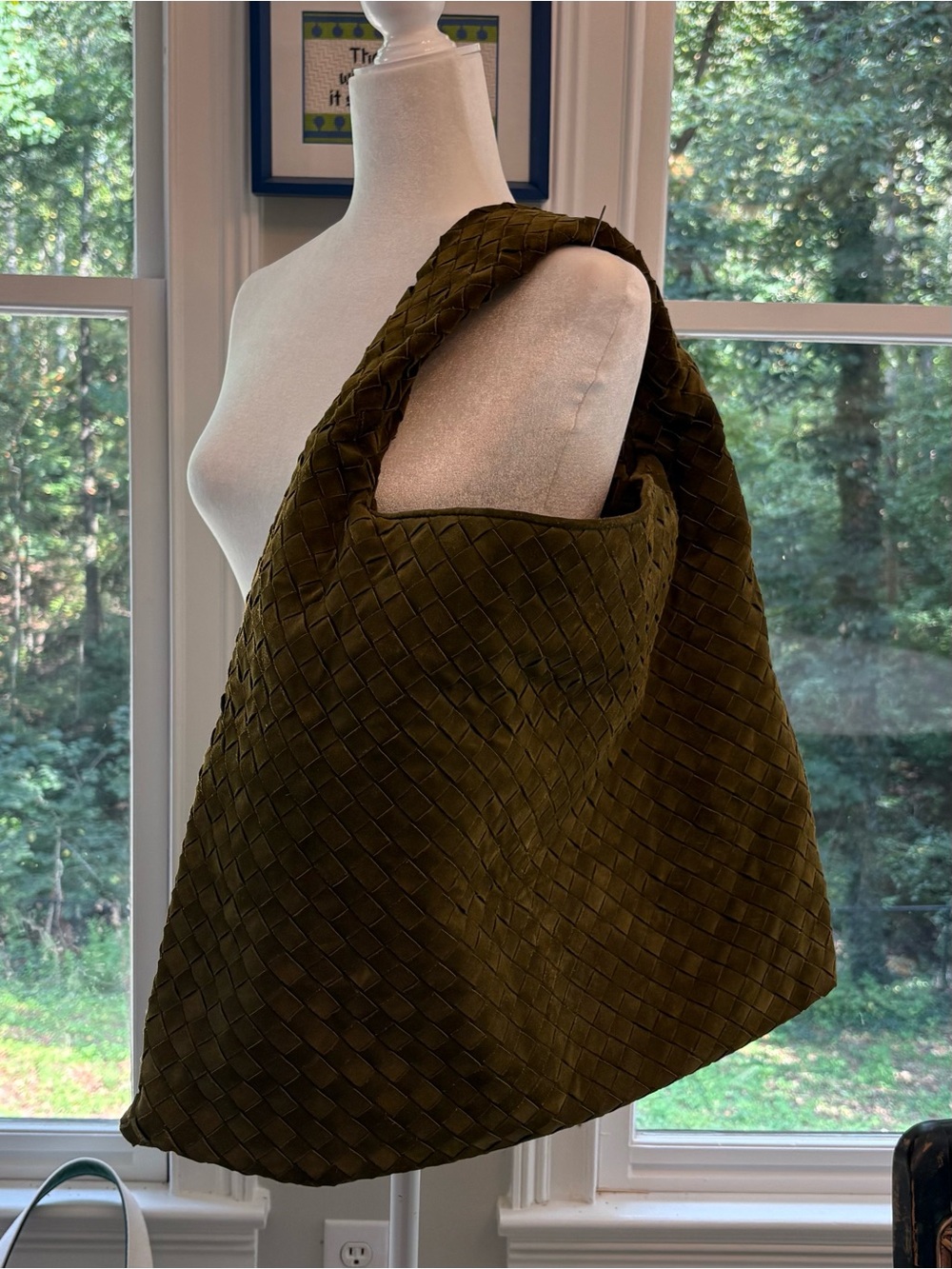 Bottega Veneta Large Hop in Intrecciato Suede - Olive